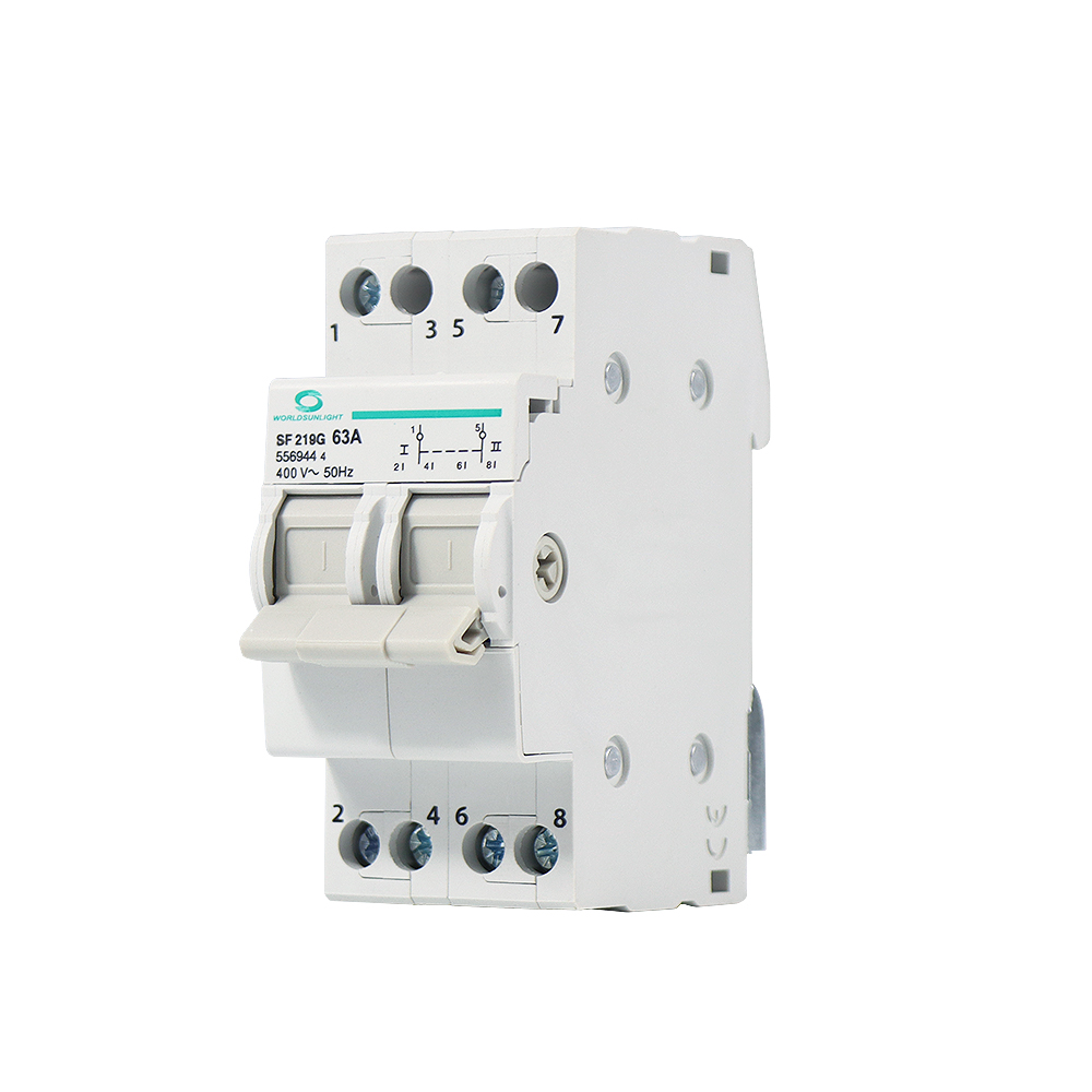 SF219G 2P 32A 40A 63A 3 Position Din Rail Mounted Dual Power Conversion Isolation Switch MTS Manual Transfer Switch Changeover Switch
