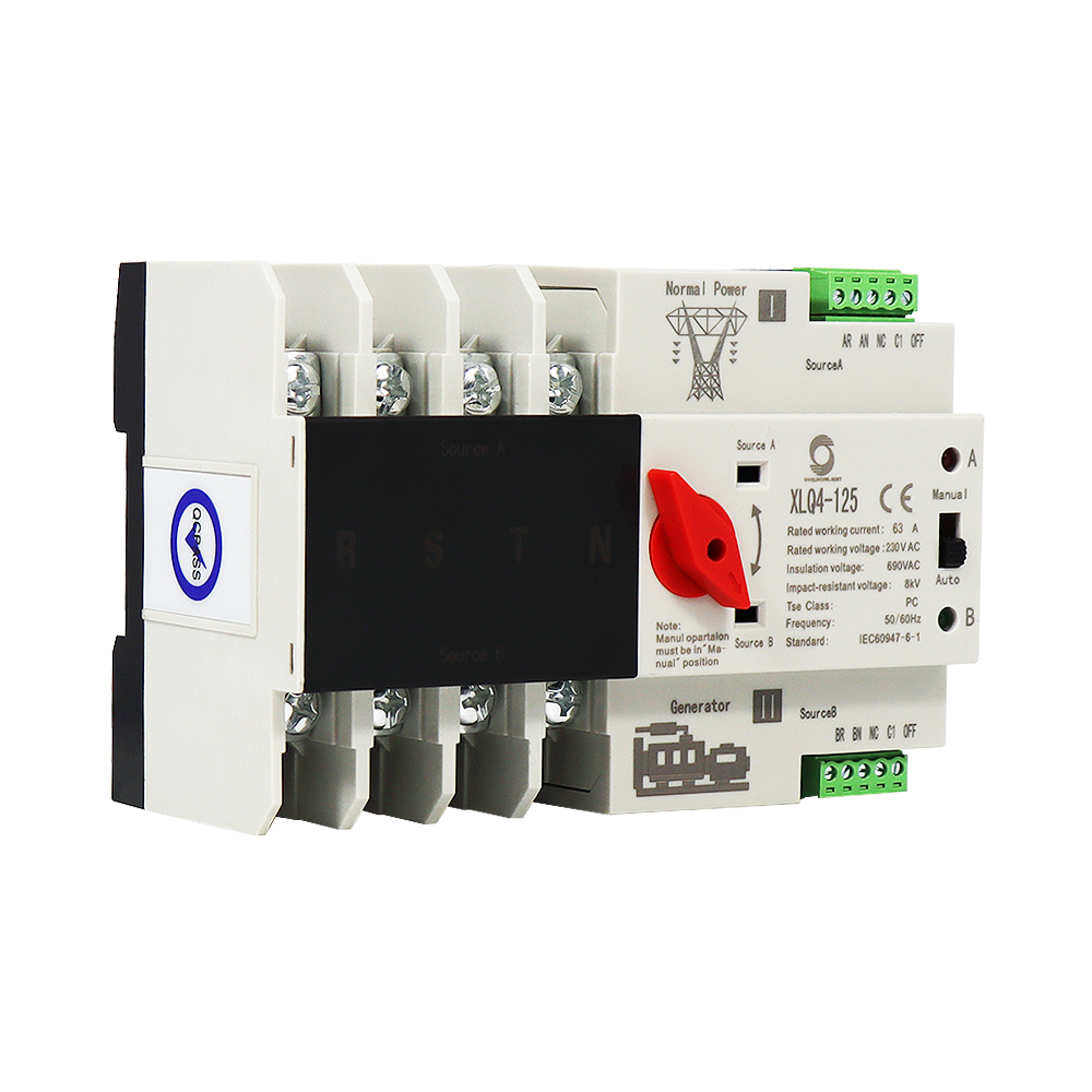 Dual Power Automatic Transfer Switch, 4P/63A 100A 230V Dual Power Generator Changeover Switch  Uninterruptible Dual Power Automatic Transfer Switch ATS For Solar Inverter