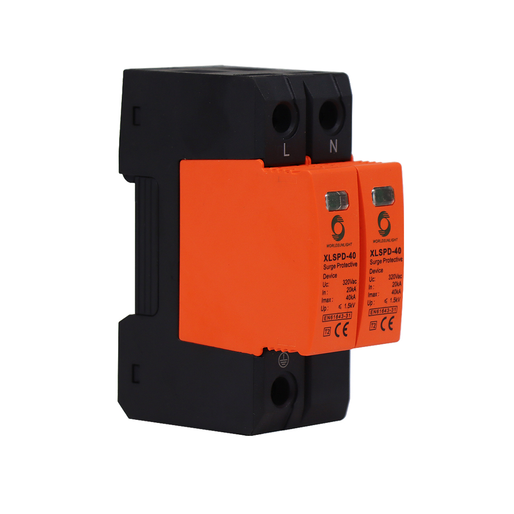 CE Worldsunlight XLSPD-40 T2 CLASS 2 20-40AK 320V 2Poles AC DPS orange single phase surge protective device surge protector SPD