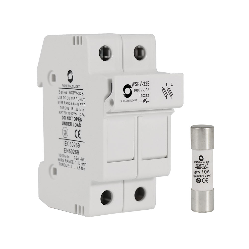 CE WSPV-32B 2Pole double pole 1000v 10,12,15,16,20,25,32 amp dc fuse with fuse holder