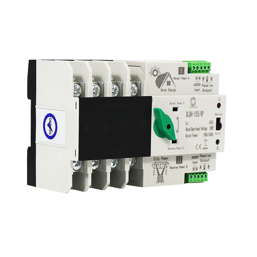 CE Worldsunlight Photovoltaic Solar Power Dual Power Automatic Transfer Switch Din Rail 4P 32A 40A 63A 80A 100A AC230V ATS PV System Power Use
