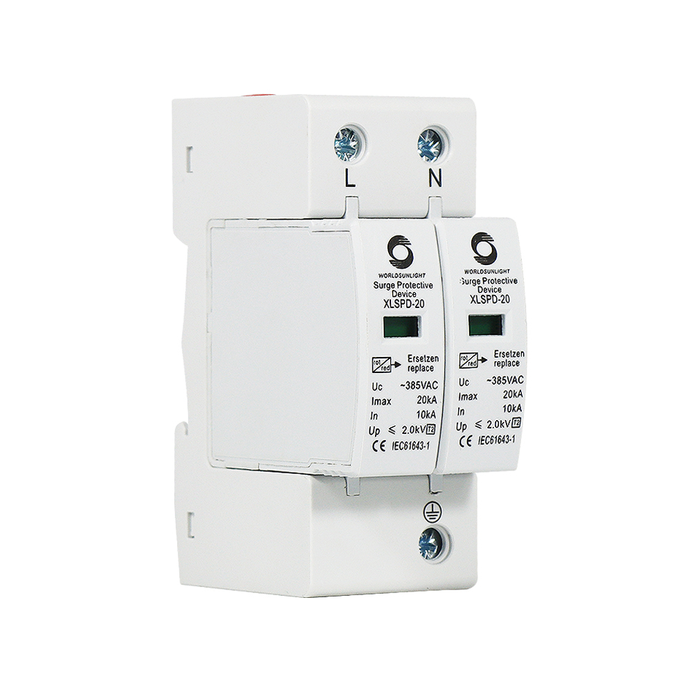 Worldsunlight CE XLSPD-20 10-20AK  385V  2Poles AC SPD Power Protector Lightning Surge Protective Device SPD