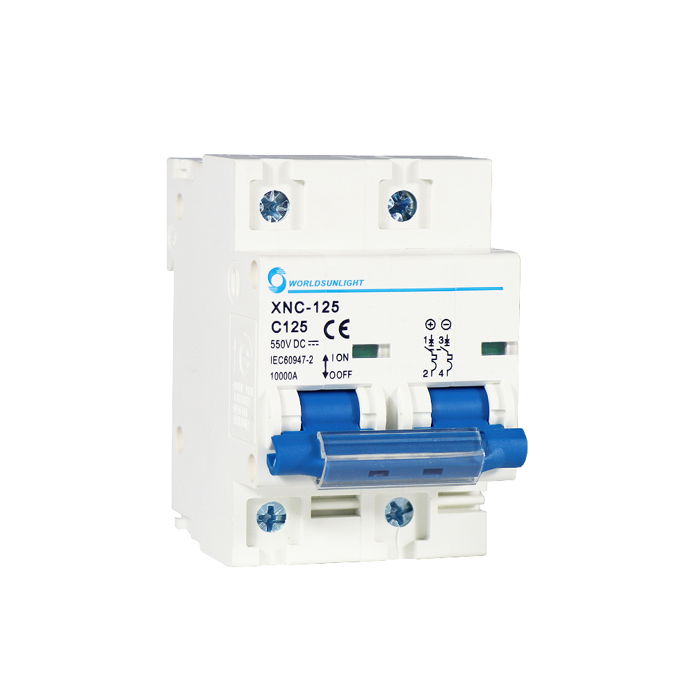 CE XNC-125 IEC60947 125 Amp 550VDC 10kA 2 Poles Battery Mini Miniature Circuit Breaker Overload Protector DC MCB