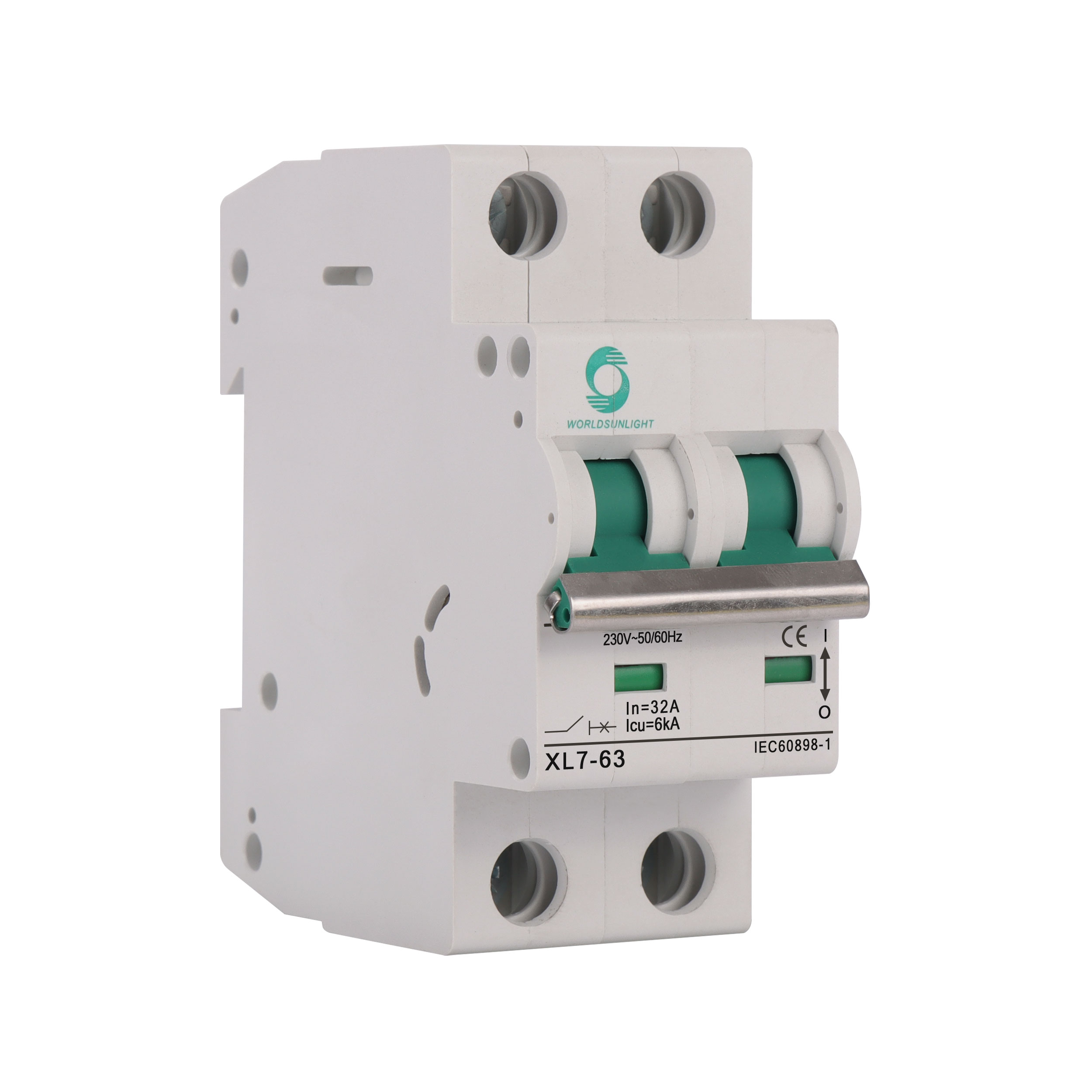 CE XL7-63 2Pole 230V AC 10A 16A 20A 25A 32A 40A 50A 63A 6KA mini circuit breaker MCB