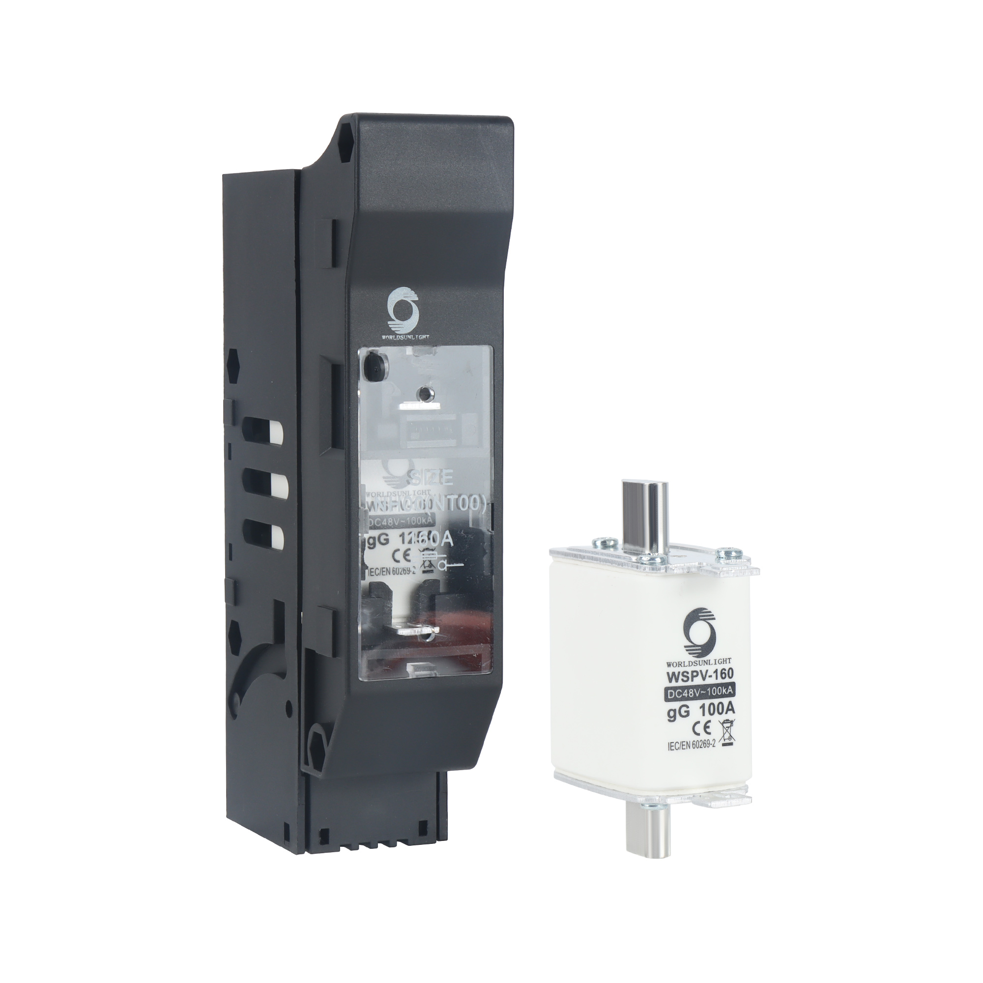 WSPV-160B NT00 fuse holder with 48V DC 100A 100kA battery Fuse type isolator switch Ceramics Fuse