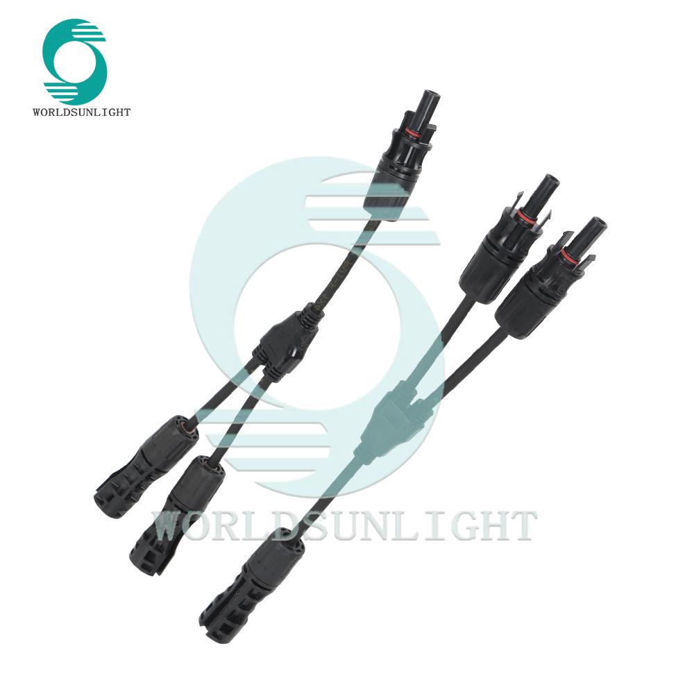 WSPVY2 CE IP67 2 to 1 30A 1500V DC female and male waterproof Y type pv solar branch connector for Solar Photovoltaic System