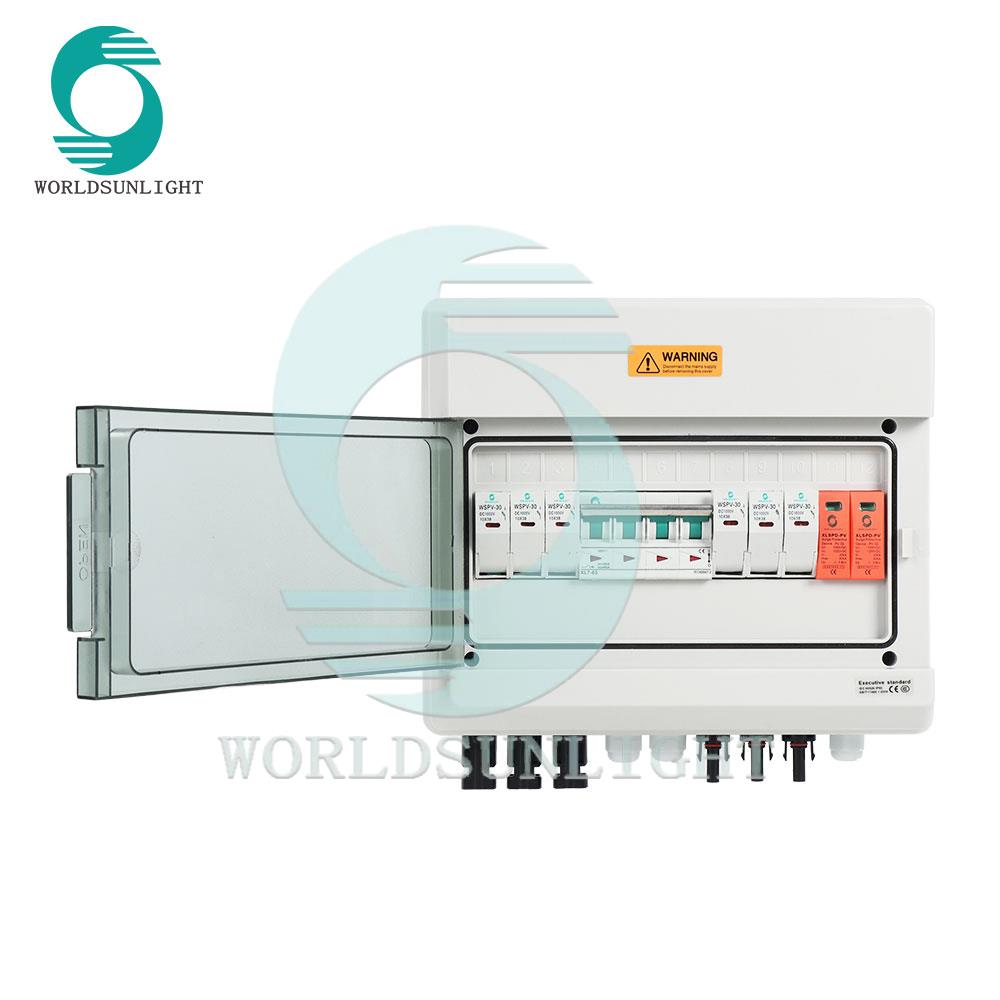 CE WSDB-PV3/1 IP65 3 IN 1 OUT 3 Strings Ways 16A 15A 20A 25A 32A 1000V DC Solar PV Array Power Combiner String Box
