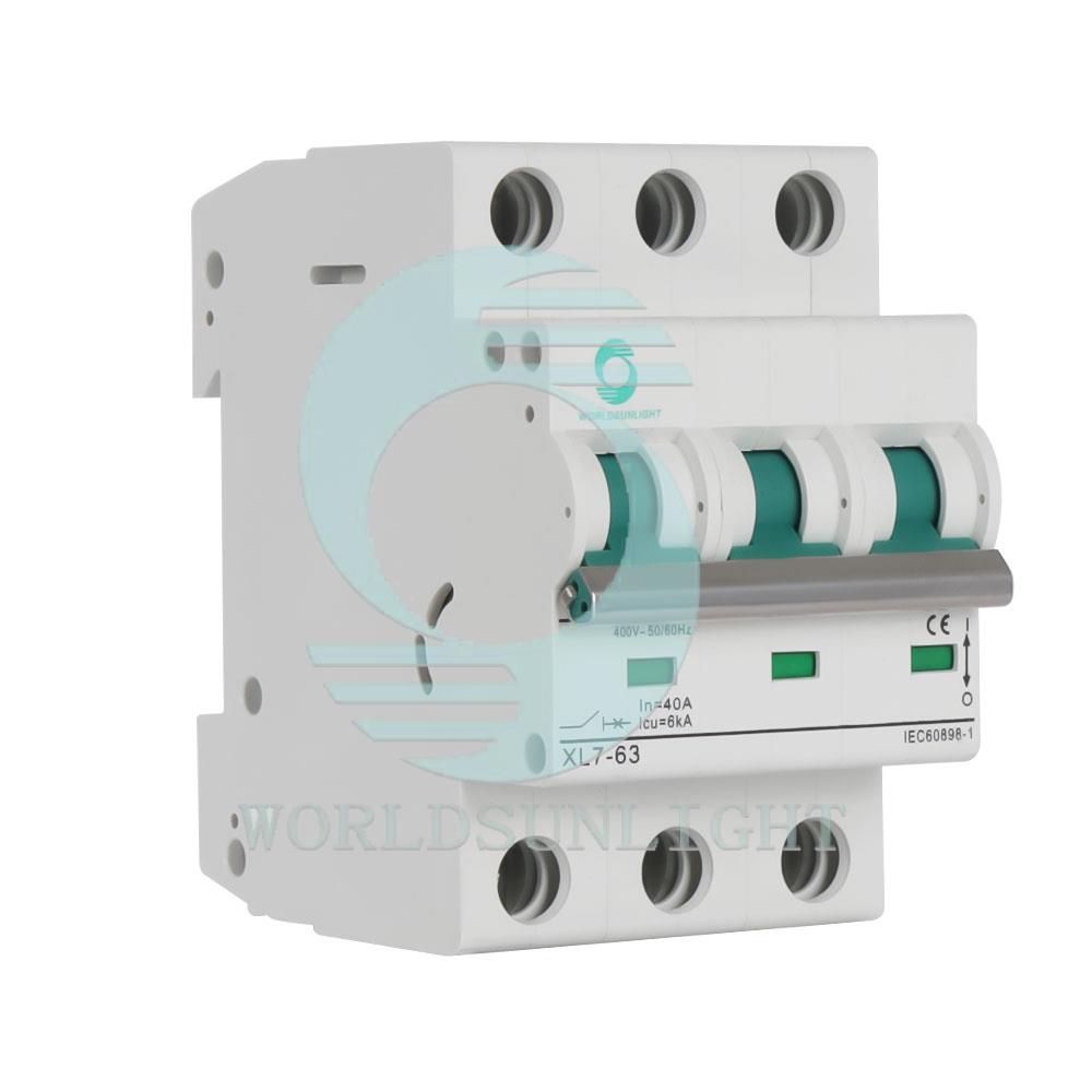 CE XL7-63 ac C Type 400V 3P 6KA AC MCB 10A 16A 20A 25A 32A 40A 50A 63A mini circuit breaker
