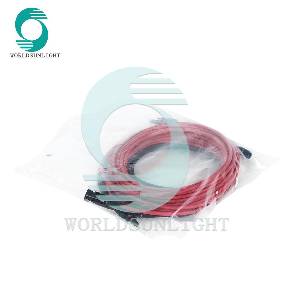 10meters 4mm2 solar red extension pvcable with MC4+10meters 4mm2 black solar extension pv cable with MC4，unboxed with 'Made in China' label on the polybag