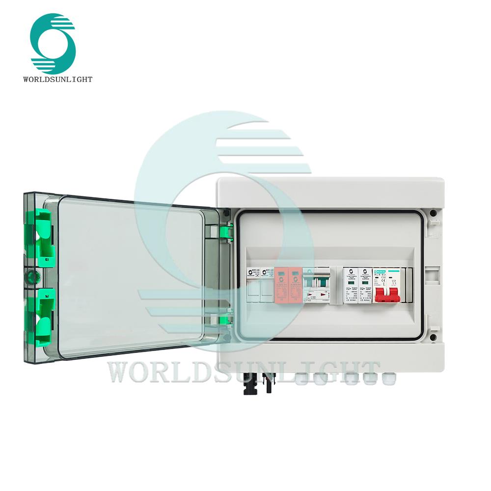WSDB dc+ac(HAX-12+ 2pcs 15A 1000v dc fuse+1pcs 2P 500A 16A DC MCB+1pcs 2P 500V DC SPD 1pcs XLSPD-40 20-40KA 385V 2P AC SPD+1pcs XL8-63 2p 32a 400v ac mcb+MC4+cable gland+wiring)