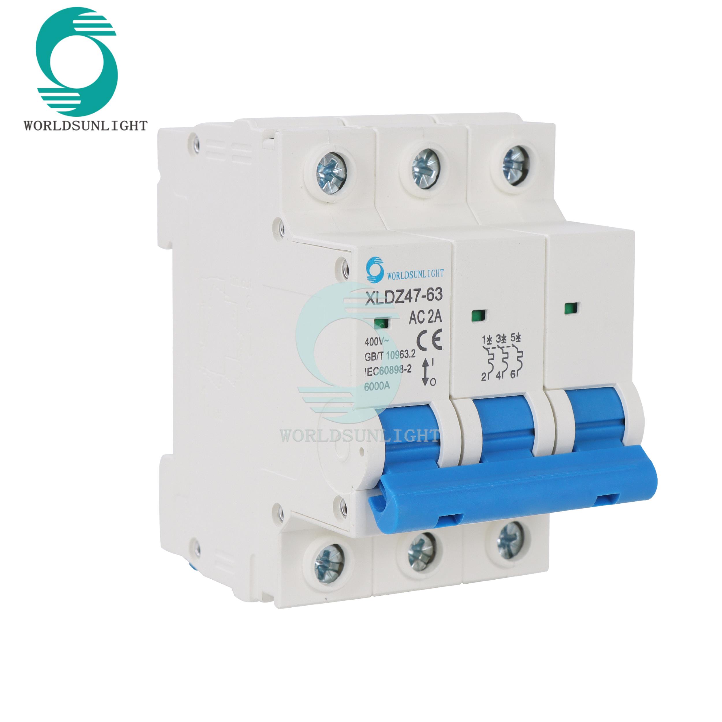 CE XLDZ47-63 AC 2A 400V 3P AC MCB circuit breaker
