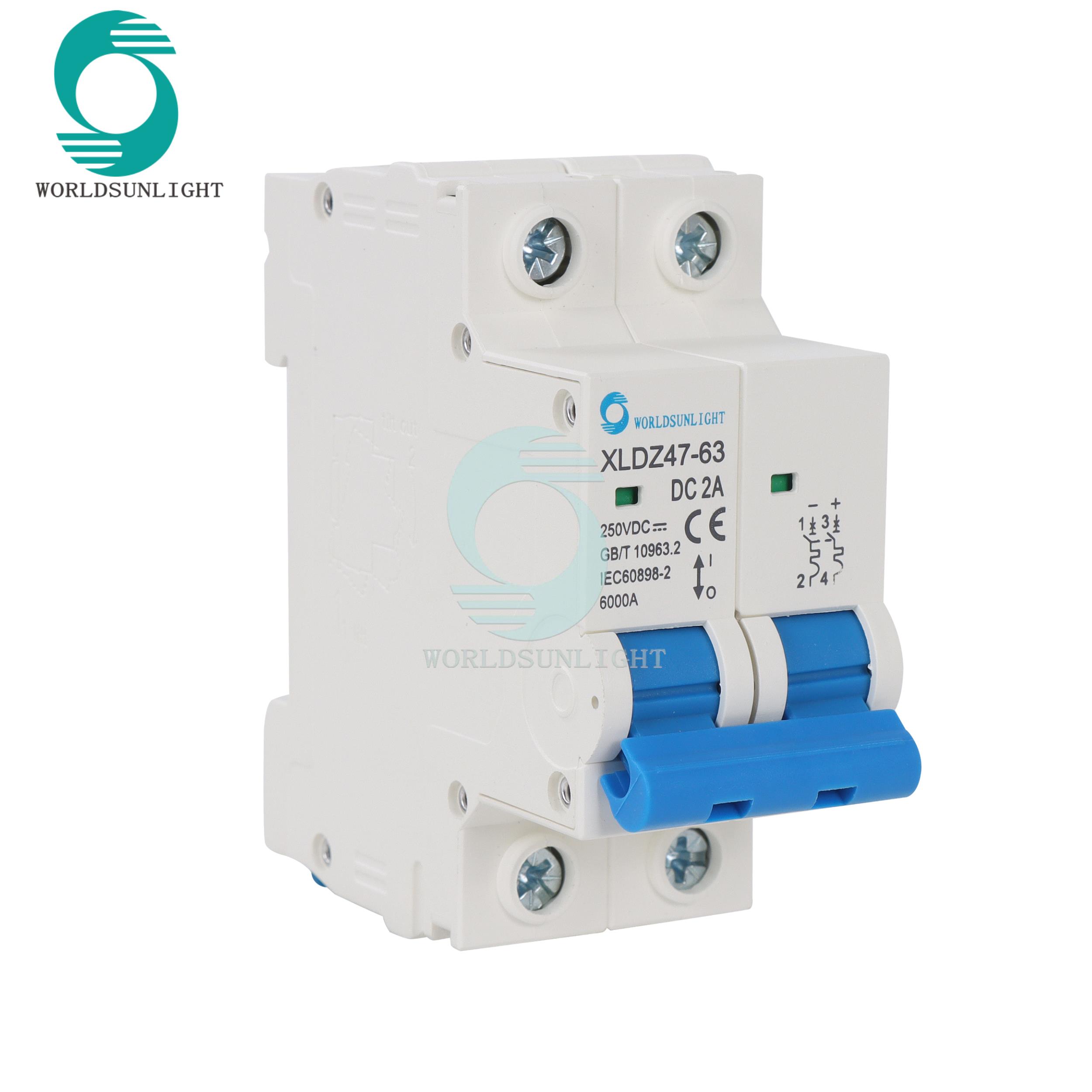 CE XLDZ47-63 DC 2A 250VDC 2P MCB mini circuit breaker