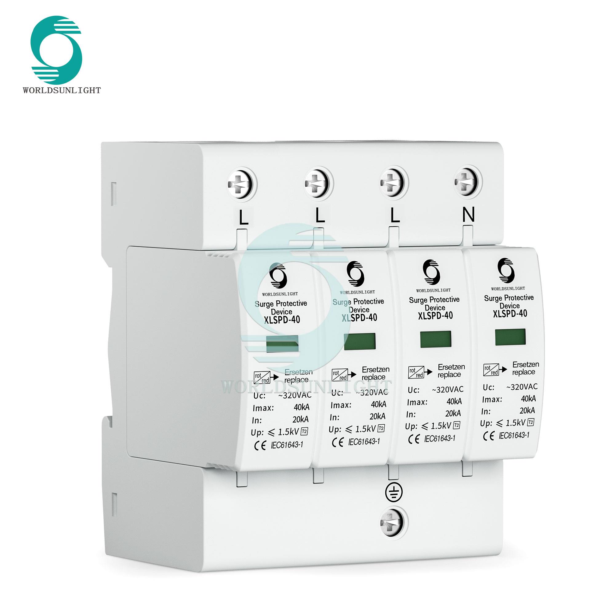 CE Worldsunlight XLSPD-40 20-40AK 320VAC 4Poles AC DPS three phase surge protective device surge protector SPD