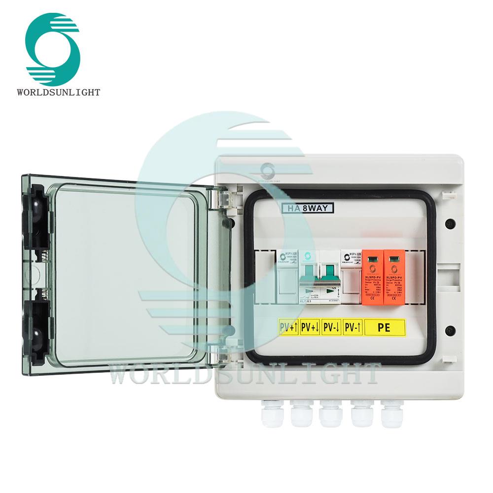 Worldsunlight CE WSDB-PV1/1 1 in 1 out 25A 600V Solar DC string photovoltaic combiner protection box