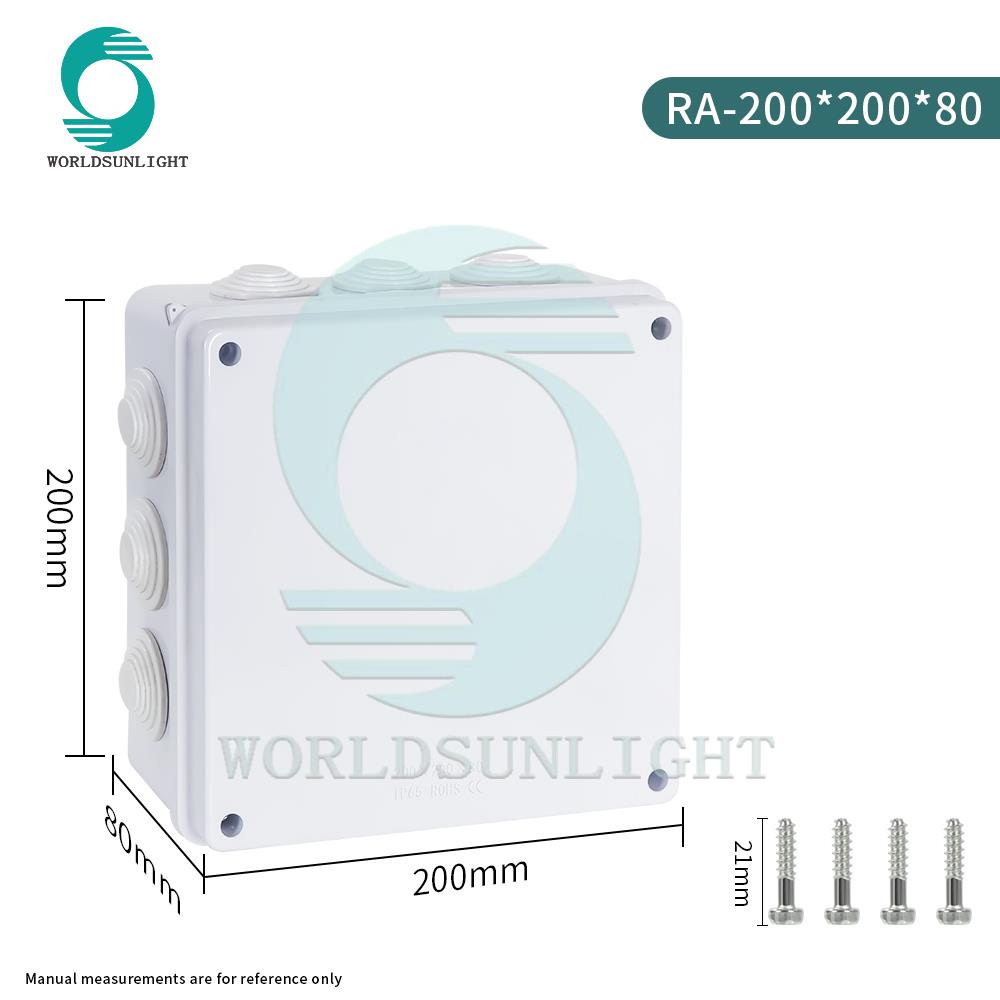 CE WSRA series 200X200X80MM IP65 OEM/ODM Factory Custom ABS Outdoor Plastic Enclosure Waterproof Electrical Cable Junction Box Case
