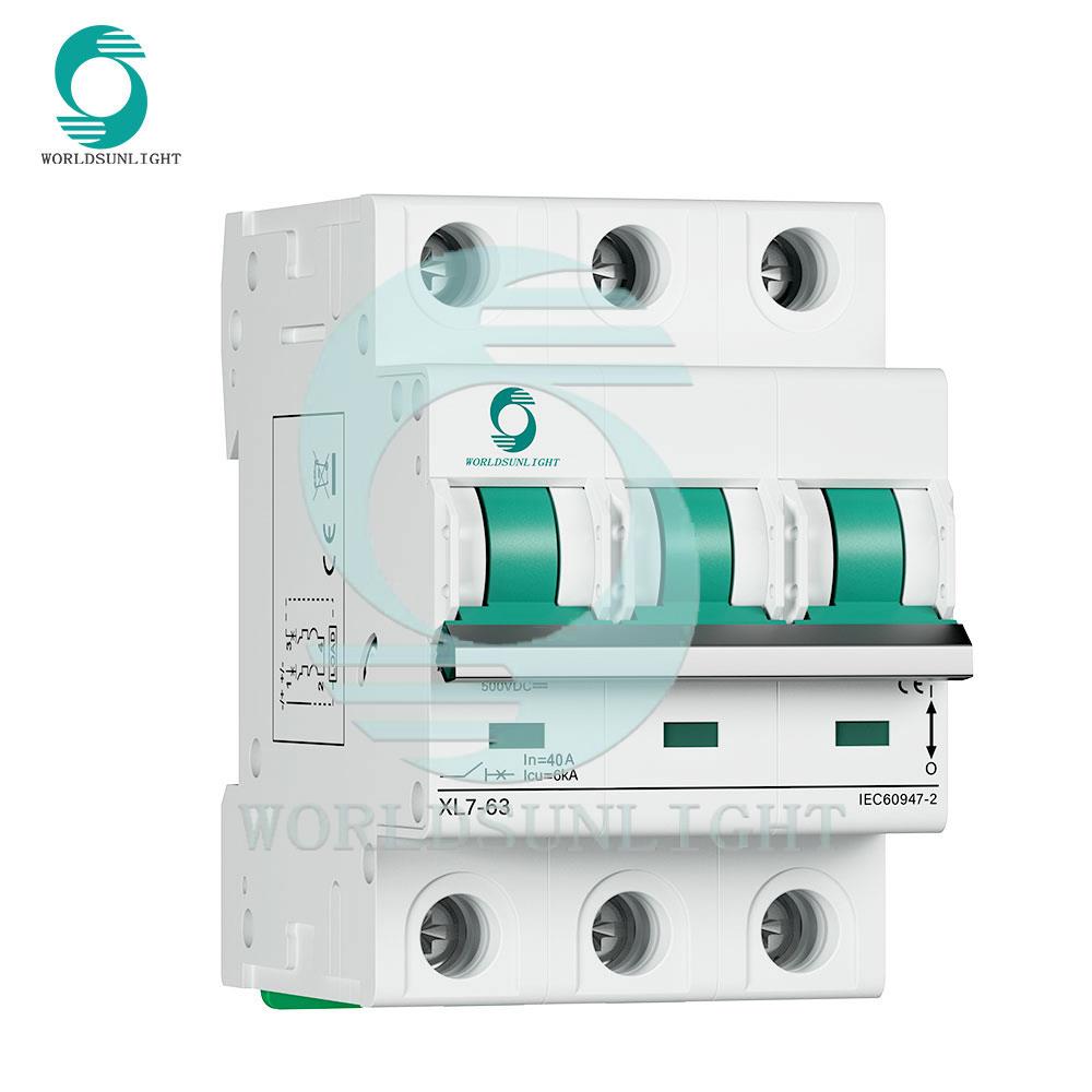 CE IEC60947-2 TUV XL7-63 3P 750V DC 10A 16A 20A 25A 32A 40A 50A 63A DC MCB DC mini circuit breaker Miniature Circuit Breaker for solar system