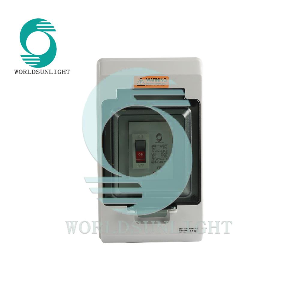 IP65 WSMDB-125 CE Solar PV DC 550V 125A Molded Case Circuit Breaker Photovoltaic Waterproof MCCB Box